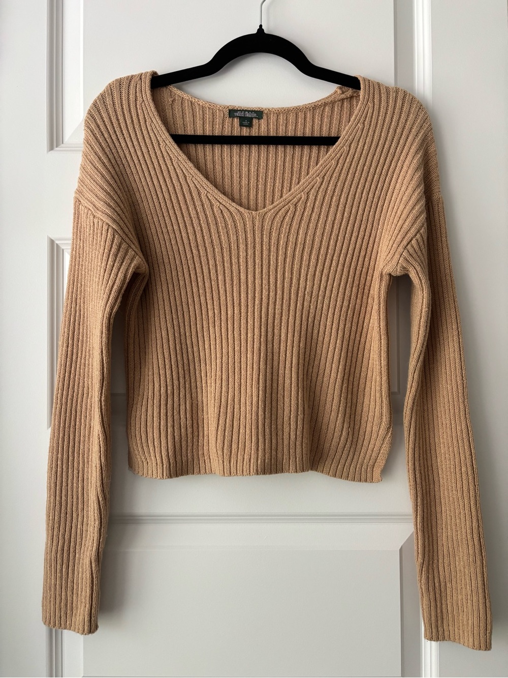 Wild Fable Camel Ribbed V-Neck Sweater Size S